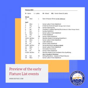 Preview of the early Fixture List events